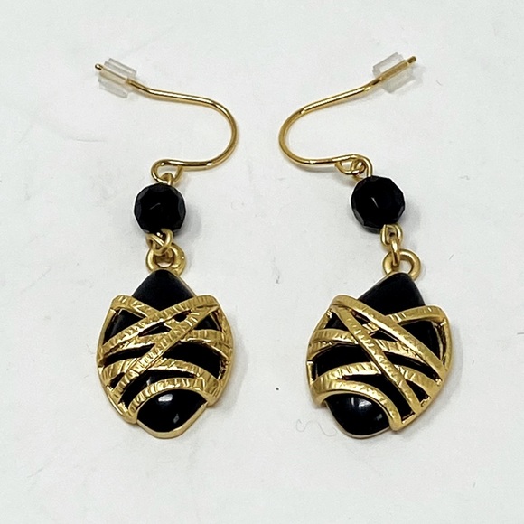 No brand Jewelry - Stunning Gold & Black Hanging Earrings